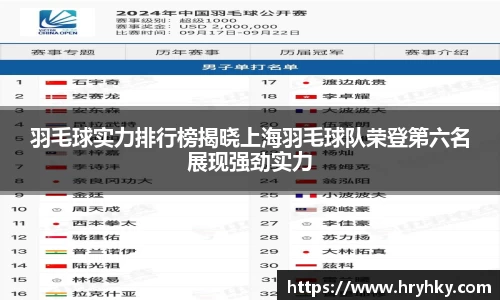 羽毛球实力排行榜揭晓上海羽毛球队荣登第六名展现强劲实力